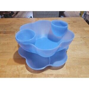 Tupperware Light Blue Chip N Dip 6 Piece Set Serving Platter 1.5 Gal